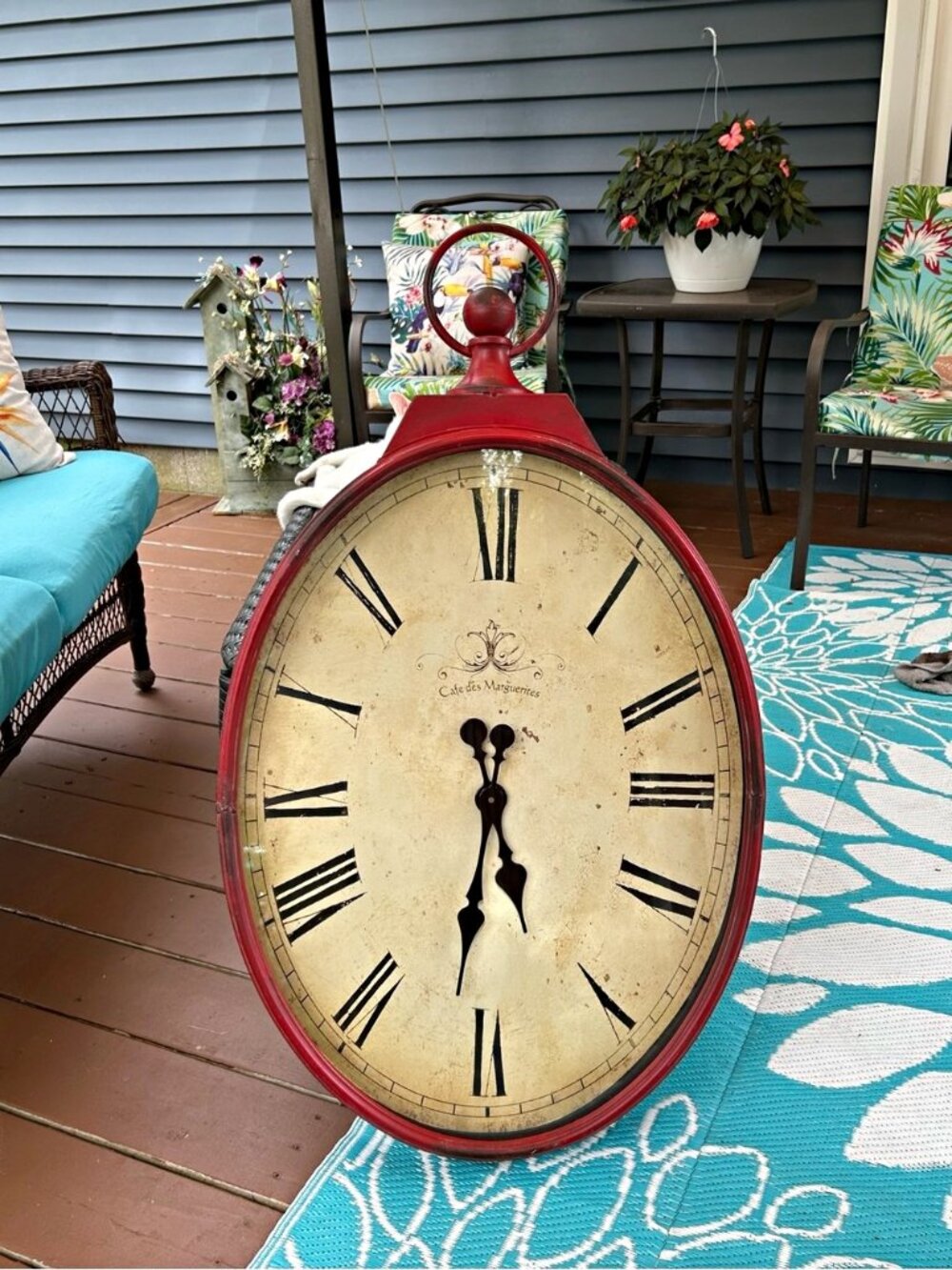 Vintage Pier 1 Cafe Des Marguerites French Bistro Metal Pocket Watch Wall Clock